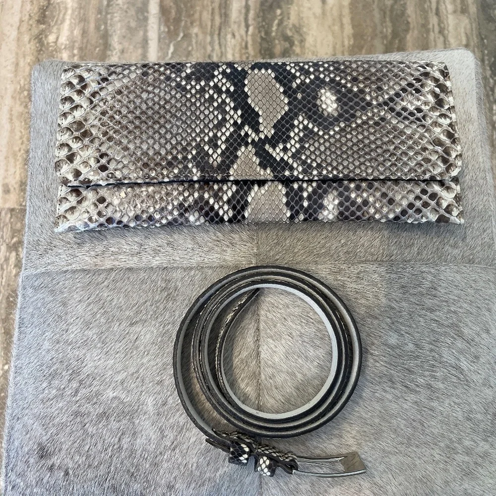 PHYTON SNAKE SKIN CLUTCH - WITH CHAIN AND BELT